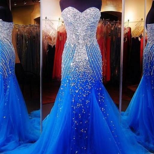 royal blue and silver gown